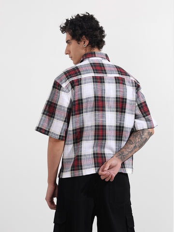 Men's Maroon Oversized Fit Embroidered Resort Wear Shirt