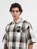 Men's Green Oversized Fit Embroidered Resort Wear Shirt