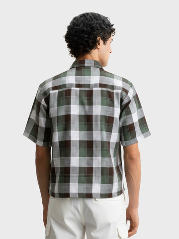 Men's Green Oversized Fit Embroidered Resort Wear Shirt