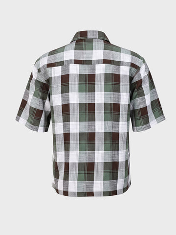 Men's Green Oversized Fit Embroidered Resort Wear Shirt