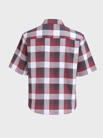 Men's Maroon Oversized Fit Embroidered Resort Wear Shirt