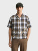 Men's Khaki Oversized Fit Embroidered Resort Wear Shirt