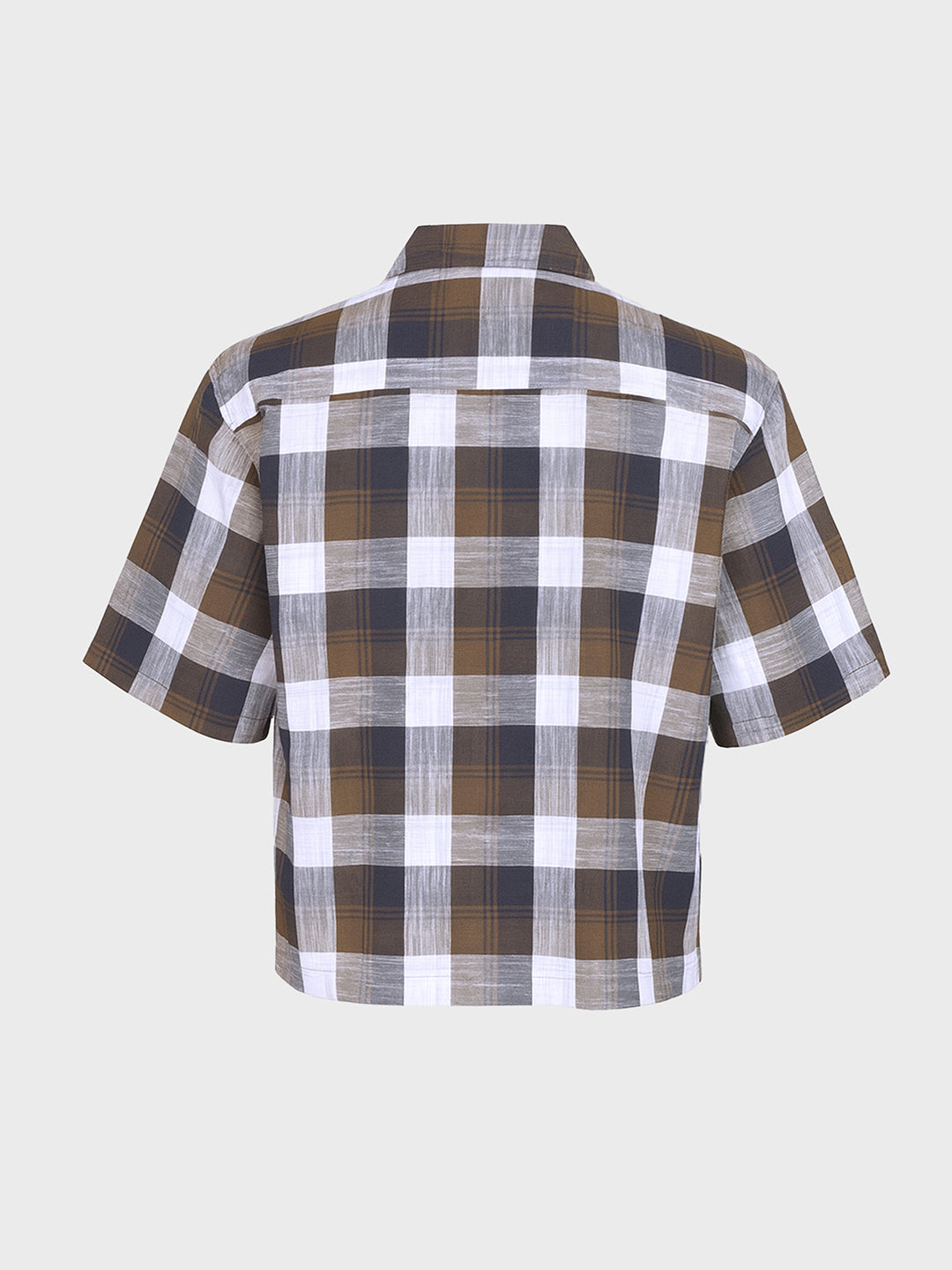 Men's Khaki Oversized Fit Embroidered Resort Wear Shirt