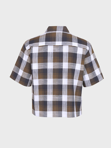 Men's Khaki Oversized Fit Embroidered Resort Wear Shirt