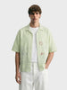 Men's Green Oversized Fit Embroidered Resort Wear Shirt