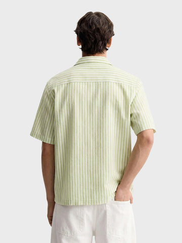 Men's Green Oversized Fit Embroidered Resort Wear Shirt