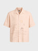 Men's Orange Oversized Fit Embroidered Resort Wear Shirt