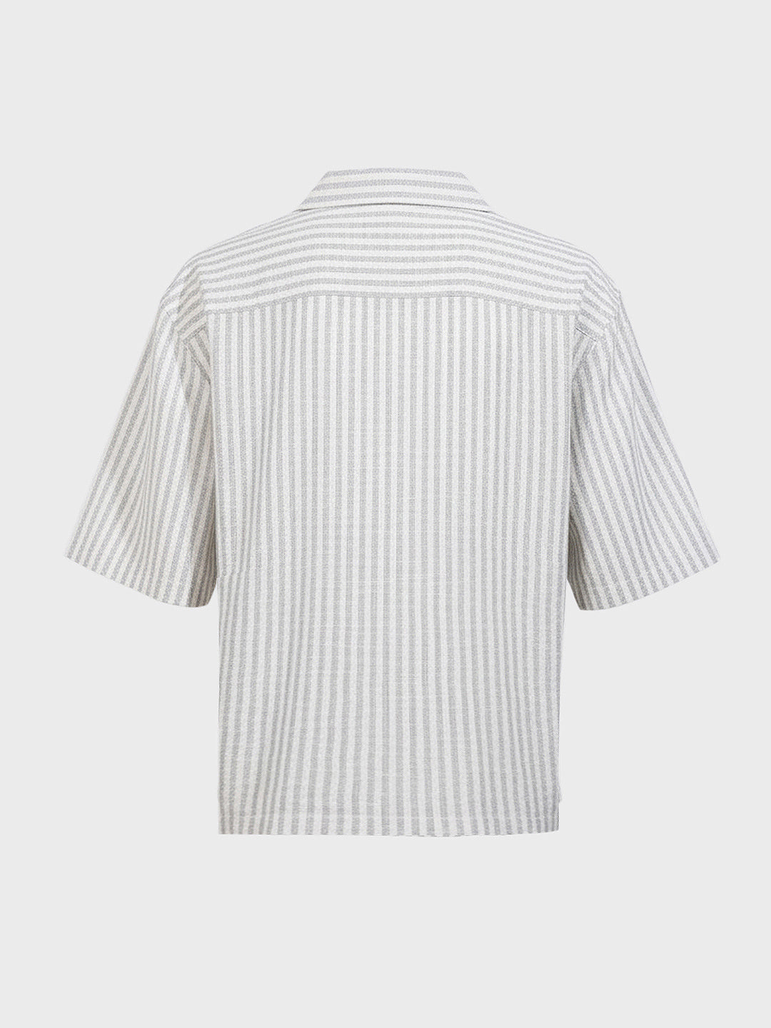 Men's Grey Oversized Fit Embroidered Resort Wear Shirt