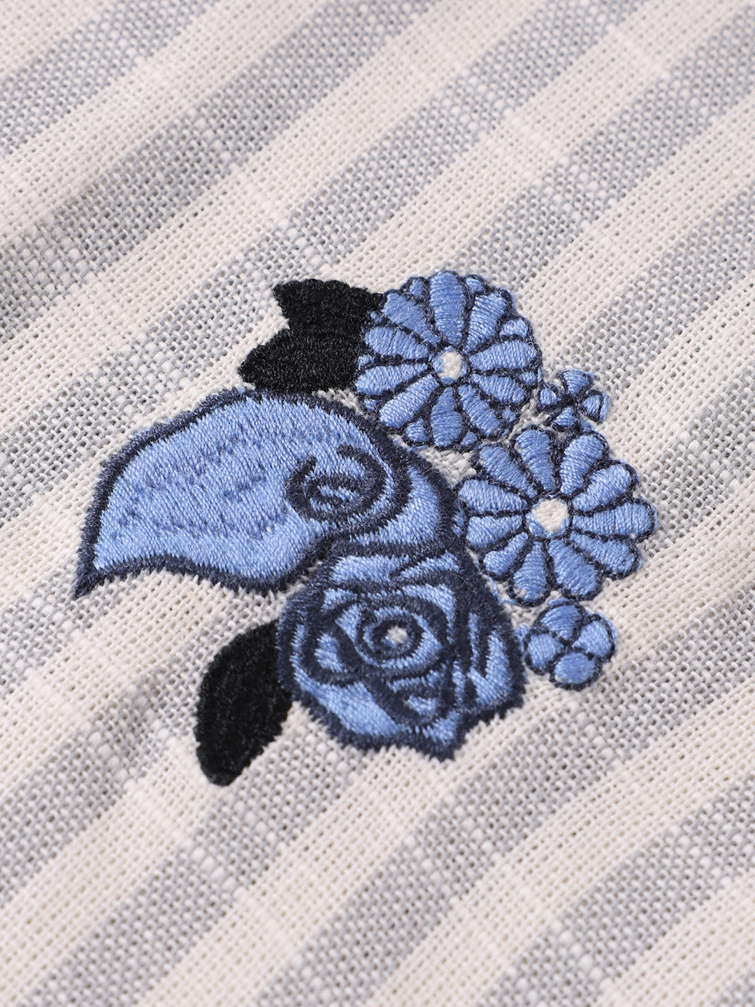 Men's Grey Oversized Fit Embroidered Resort Wear Shirt