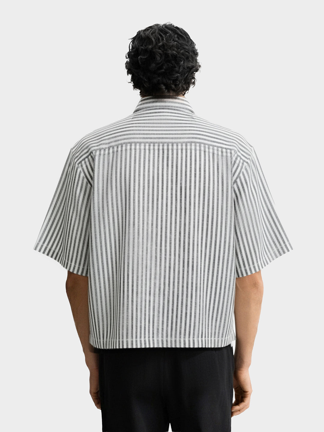 Men's Blue Oversized Fit Embroidered Resort Wear Shirt