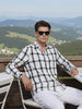 Men's White Regular Fit Checked Casual Shirt