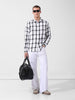 Men's White Regular Fit Checked Casual Shirt