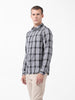 Men's Grey Regular Fit Checked Casual Shirt