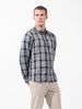 Men's Grey Regular Fit Checked Casual Shirt