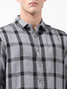 Men's Grey Regular Fit Checked Casual Shirt