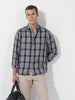 Men's Grey Regular Fit Checked Casual Shirt
