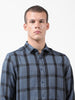 Men's Blue Regular Fit Checked Casual Shirt