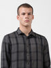 Men's Grey Regular Fit Checked Casual Shirt