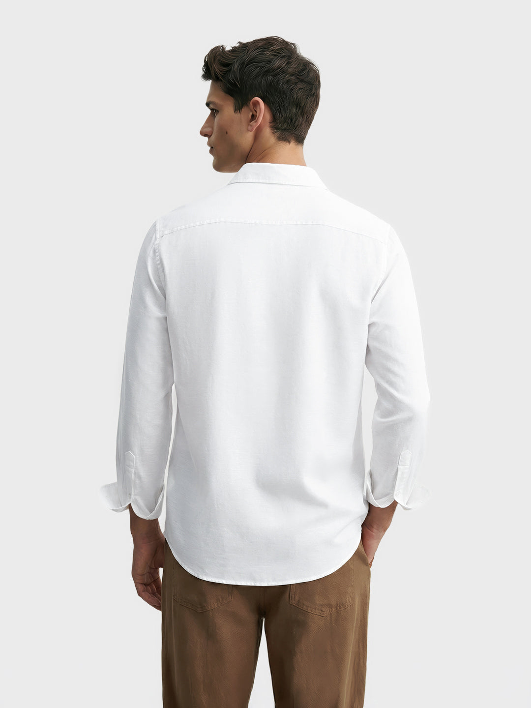 Men's White Regular Fit Casual Solid Shirt