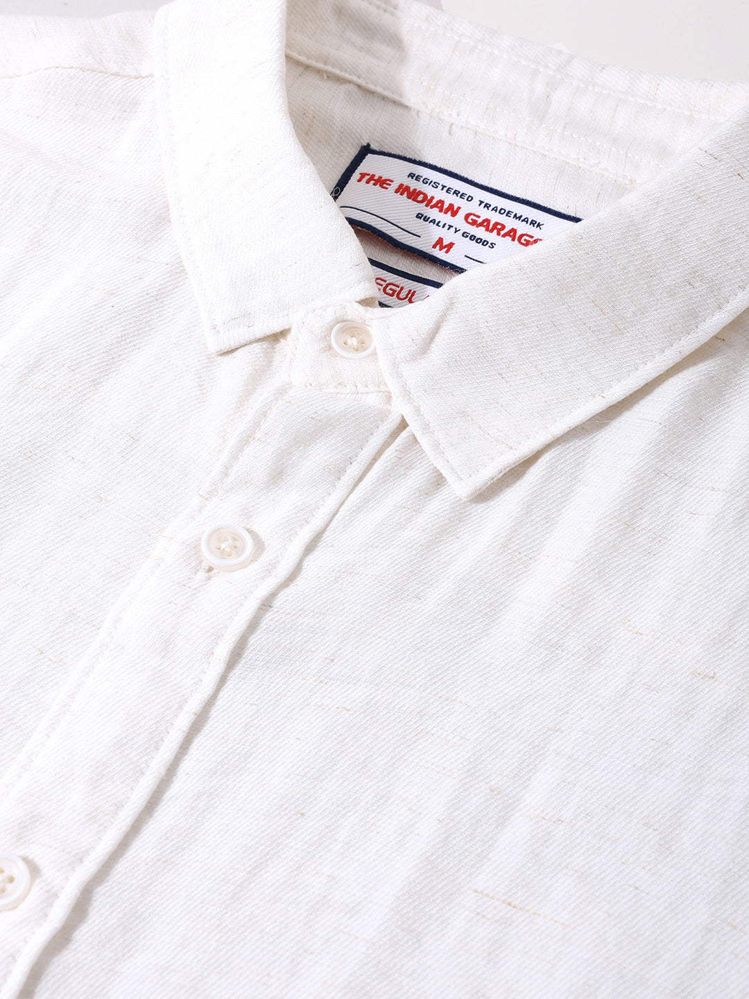 Men's White Regular Fit Casual Solid Shirt