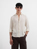 Men's Cream Regular Fit Casual Solid Shirt