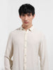Men's Cream Regular Fit Casual Solid Shirt
