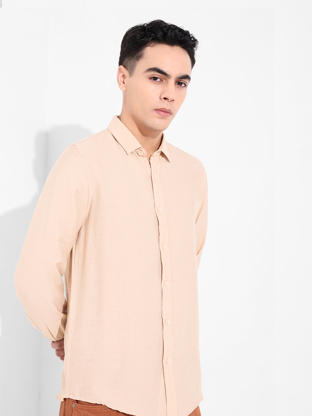 Men's Pink Regular Fit Casual Solid Shirt