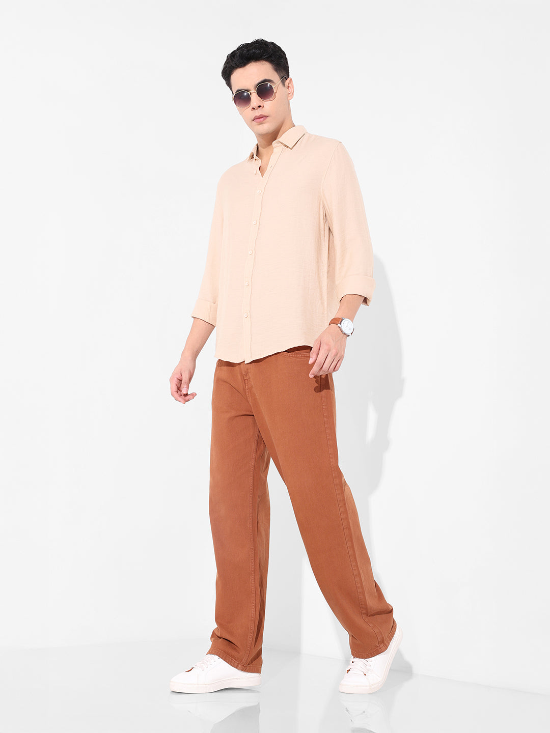 Men's Pink Regular Fit Casual Solid Shirt