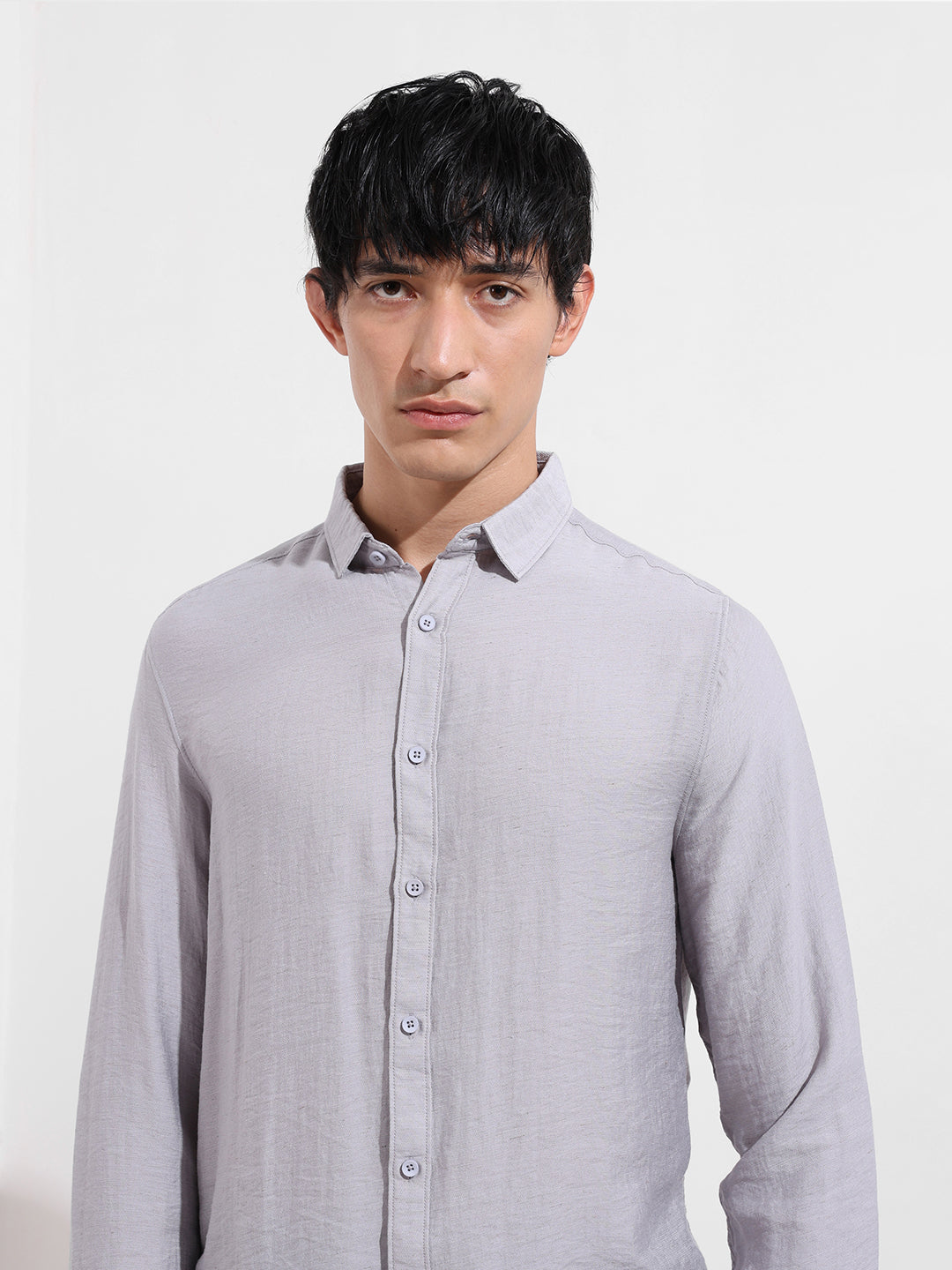 Men's Purple Regular Fit Casual Solid Shirt