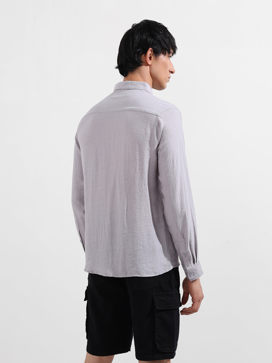 Men's Purple Regular Fit Casual Solid Shirt