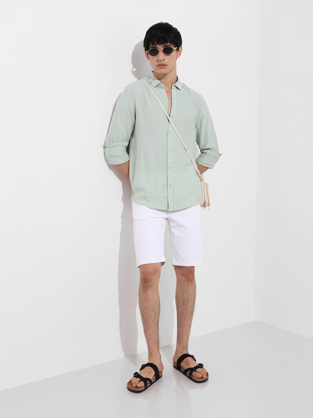 Men's Blue Regular Fit Casual Solid Shirt