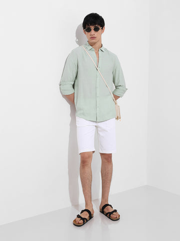 Men's Blue Regular Fit Casual Solid Shirt