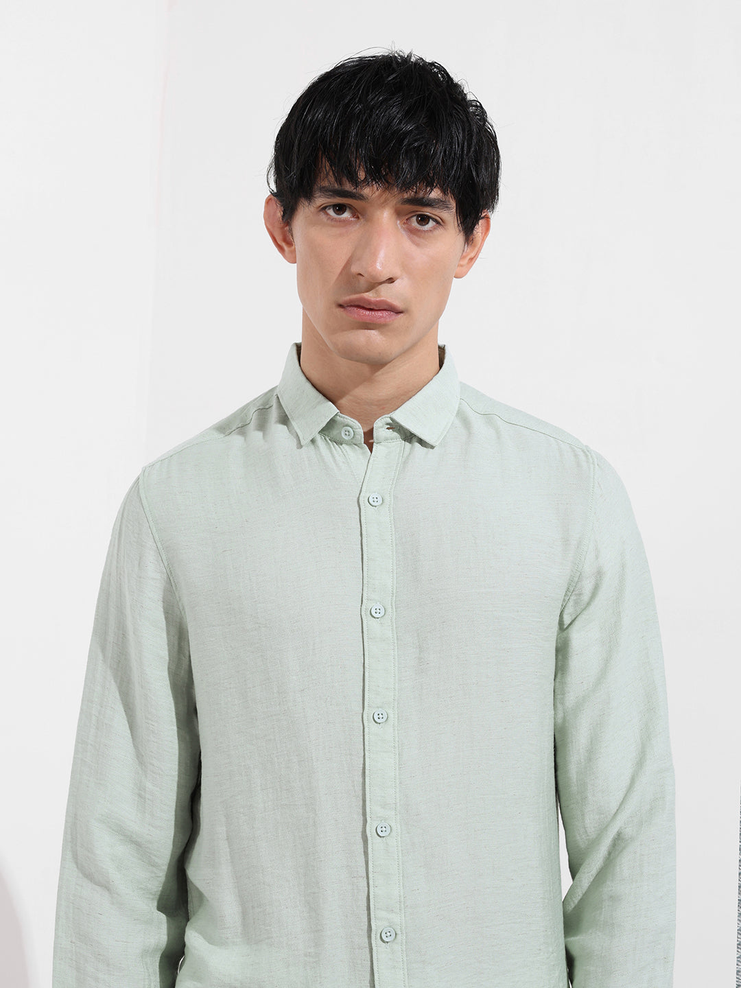 Men's Blue Regular Fit Casual Solid Shirt