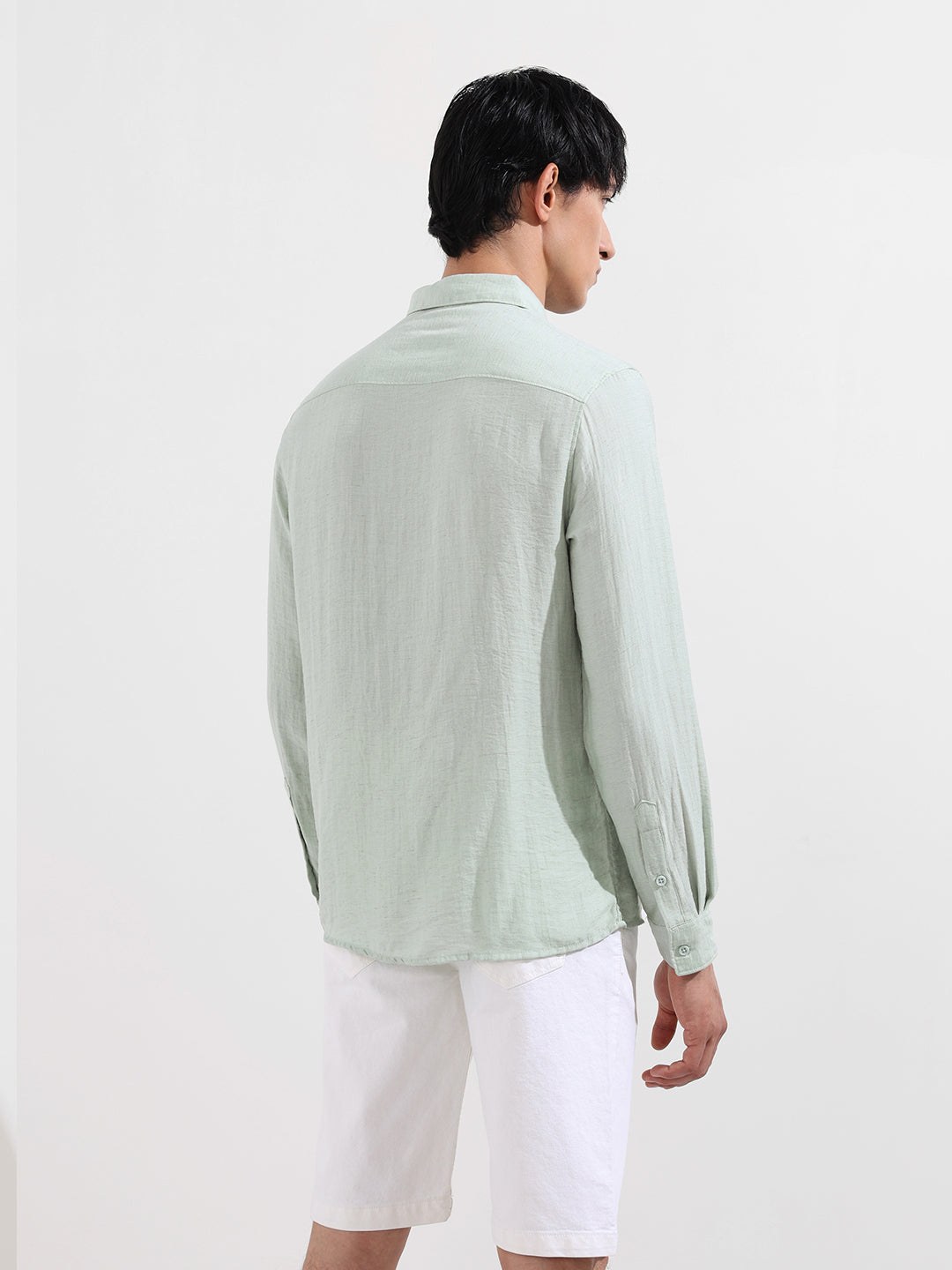 Men's Blue Regular Fit Casual Solid Shirt