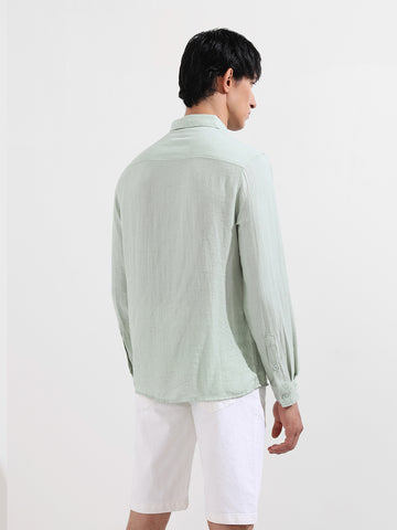 Men's Blue Regular Fit Casual Solid Shirt