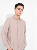 Men's Beige Regular Fit Casual Solid Shirt
