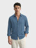Men's Navy Blue Regular Fit Casual Solid Shirt