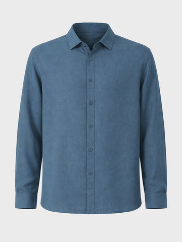 Men's Navy Blue Regular Fit Casual Solid Shirt
