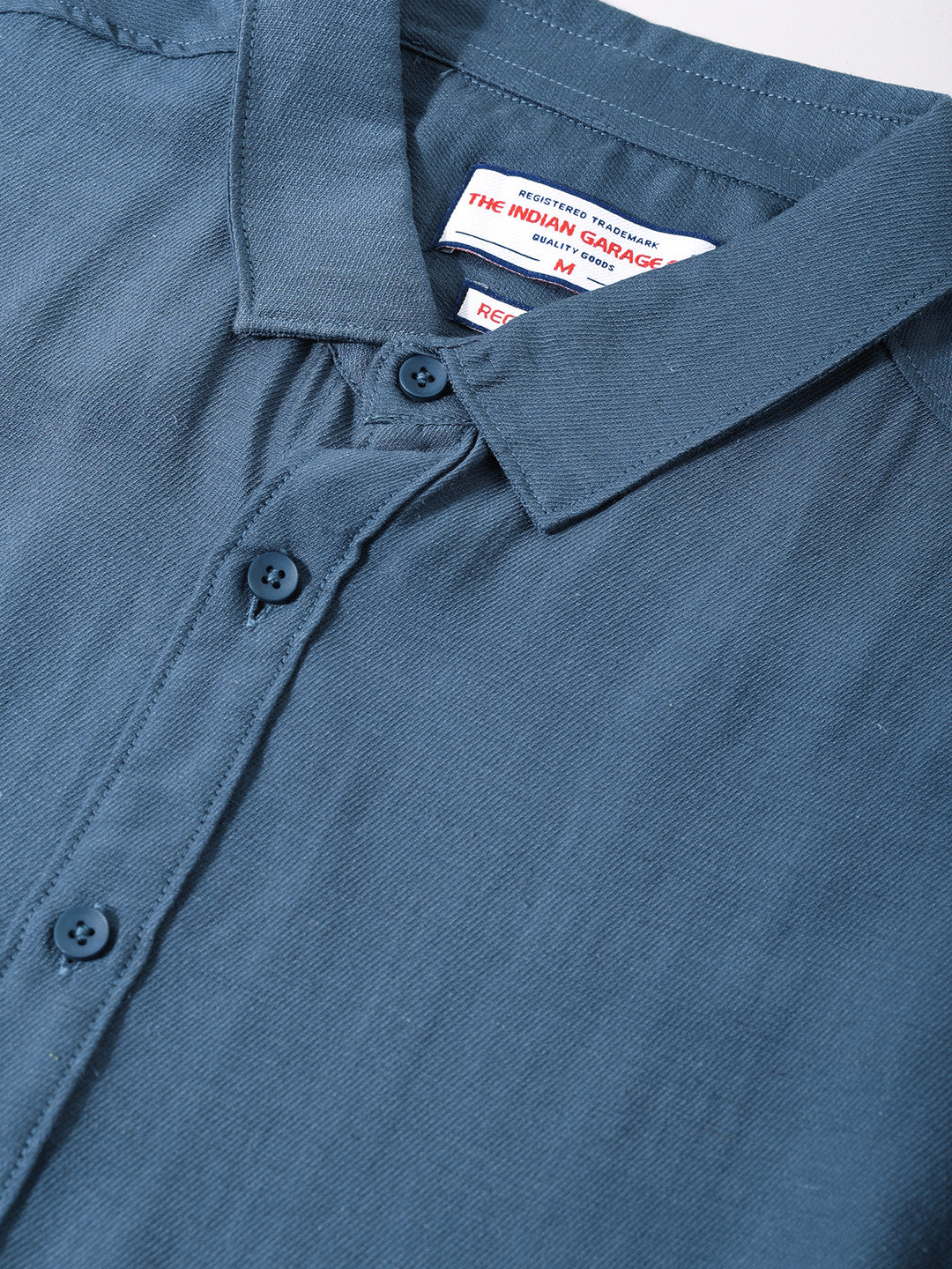 Men's Navy Blue Regular Fit Casual Solid Shirt