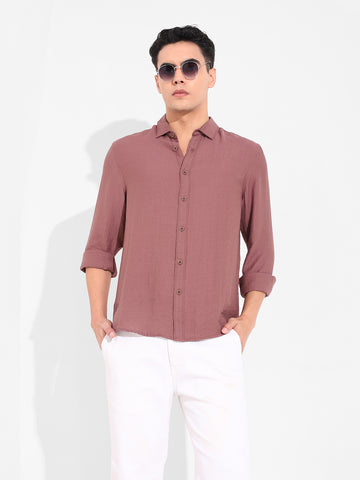 Men's Rust Regular Fit Casual Solid Shirt
