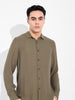 Men's Olive Regular Fit Casual Solid Shirt