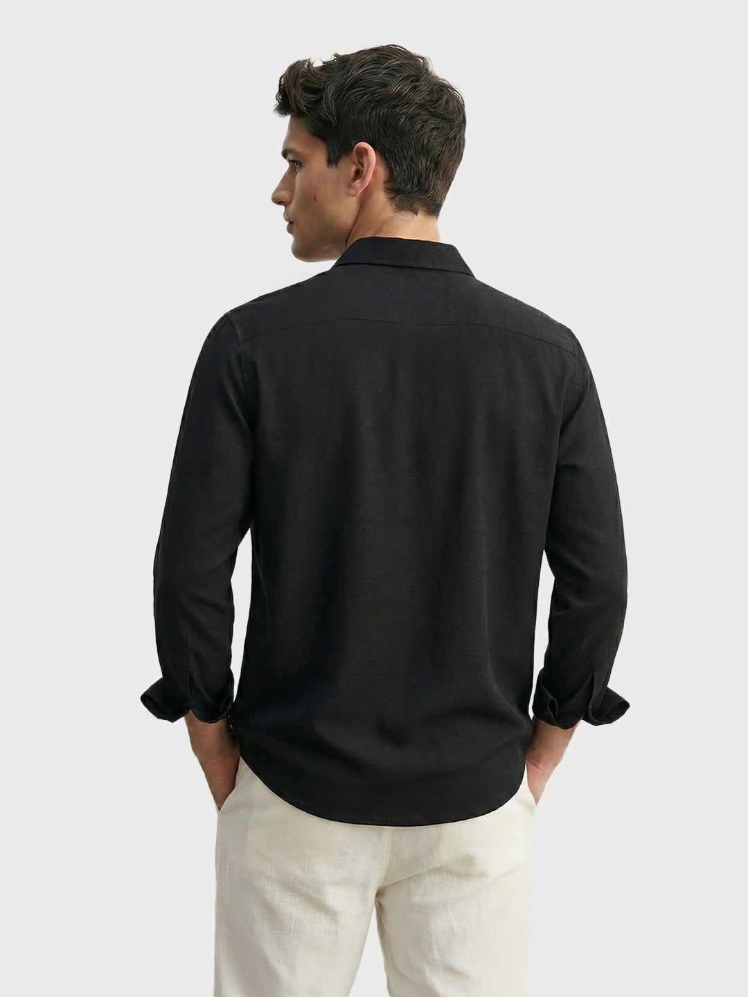 Men's Black Regular Fit Casual Solid Shirt