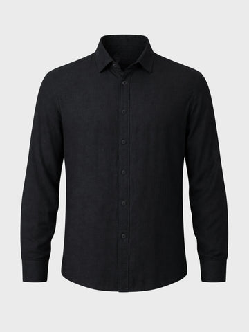 Men's Black Regular Fit Casual Solid Shirt
