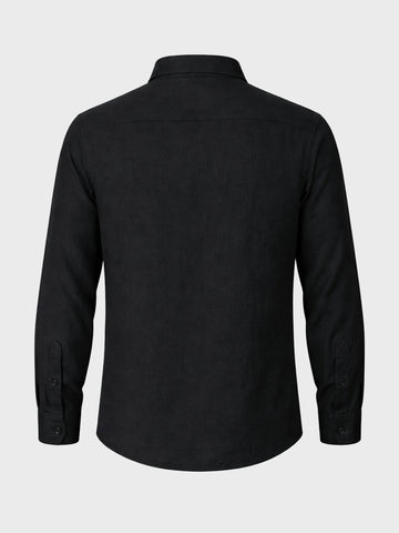 Men's Black Regular Fit Casual Solid Shirt