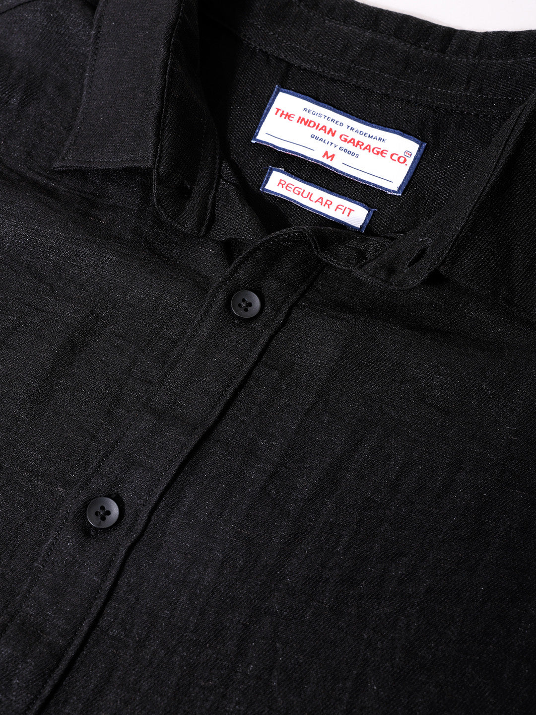 Men's Black Regular Fit Casual Solid Shirt
