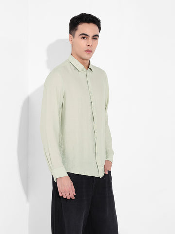Men's Green Regular Fit Casual Solid Shirt