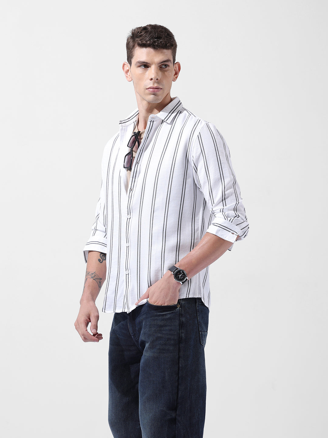 Men's Full Sleeves Regular Fit White Shirt