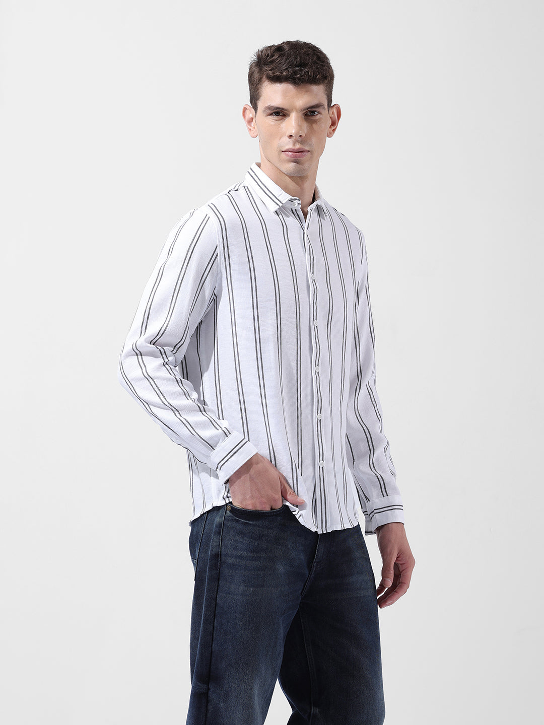 Men's Full Sleeves Regular Fit White Shirt