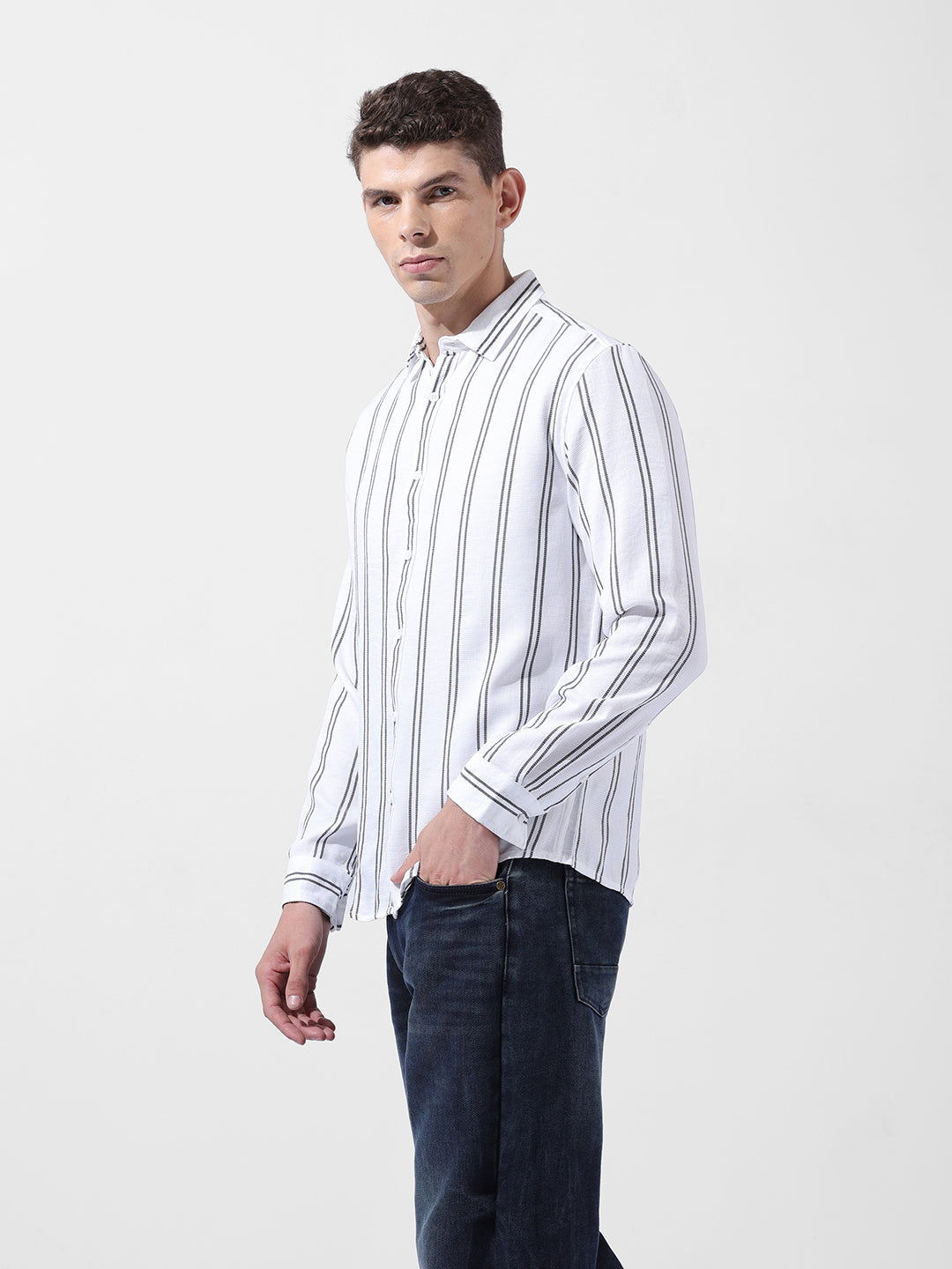 Men's Full Sleeves Regular Fit White Shirt