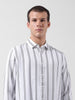 Men's White Regular Fit Striped Casual Shirt